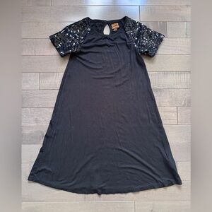 Harper Canyon Black Dress with Sequin Sleeves